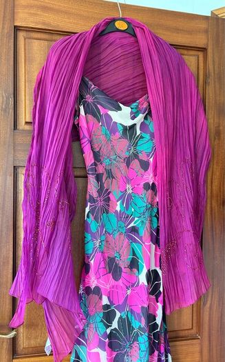 Floral Cowl Neck Beaded Dress Size 8