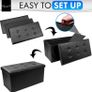 Faux Leather 76x38x38cm Black Ottoman Foldable Storage Boxes Seat Foot Stool Storage Box with Lids for Kids Toys, Bedroom, Hallway, Living Room (FREE POSTAGE) Image 2