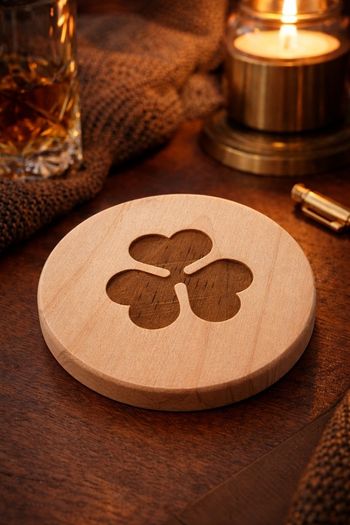 Aer Lingus Shamrock Wooden Engraved Coaster.