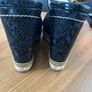 River island navy genuine suede peep toe suede wedges Image 4