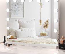 Hollywood Vanity Mirror with Lights, 58x45cm Large Lighted Makeup Mirror with 15 Dimmable Bulbs, 3 Color Modes, Touch Screen Control, Adapter Plug