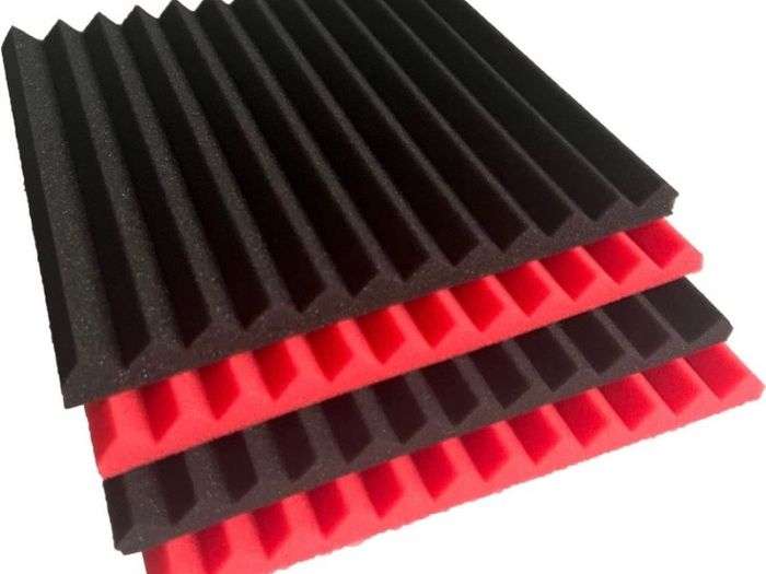 48 Pack Black Red 1" X 12" X 12" Acoustic Wedge Studio Foam Sound Absorption Wall Panels Multiple Colours Available, See Photos (free Postage)