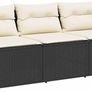 3-Seater Garden Sofa Poly Rattan Outdoor Lounge with Cushions & Steel Frame Weatherproof Rattan Garden Furniture  Removable Cushion Covers Black, Beige or Grey Image 2