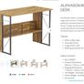 AS NEW! Alphason Rhodes Desk - Walnut effect with grey steel frame Image 2