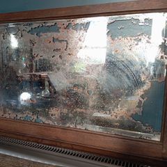 Antique/Vintage Oxidised wooden framed mirror
