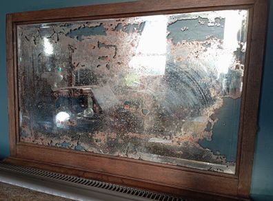 Antique/Vintage Oxidised wooden framed mirror