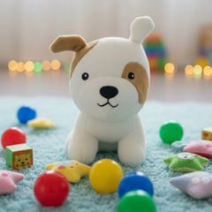 H&M Home Small Soft Toy Dog White Brown