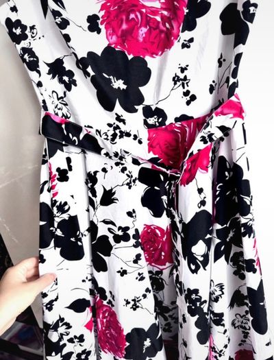 Belle Poque Floral Fit & Flare Dress UK 14/16 Full Skirt Vintage Style