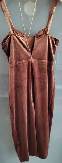 SAINT GENIES brown velour side slit dress Sz 12UK - Bnwt