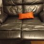 Black Leather Double Recliner Couch Image 2