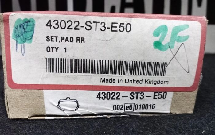 Honda Rear Brake Pad Set 43022-ST3-E50 Civic CRX Rover MG Acura Parts