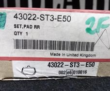 Honda Rear Brake Pad Set 43022-ST3-E50 Civic CRX Rover MG Acura Parts
