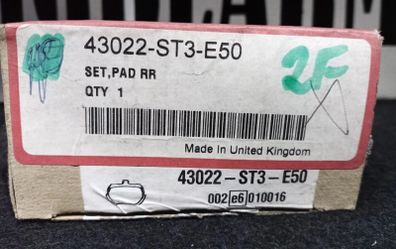 Honda Rear Brake Pad Set 43022-ST3-E50 Civic CRX Rover MG Acura Parts