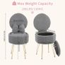 Plush Flannel Vanity Stool with Bowknot Backrest & Storage, Foldable Back Makeup Chair with Cushioned Seat & Metal Legs, Soft Dressing Table Stool for Bedroom, Home Decor, Grey Image 2