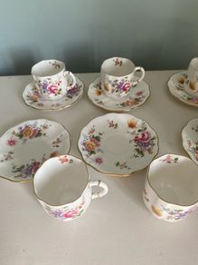 Set of six Royal crown Derby coffee cups and saucers