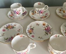 Set of six Royal crown Derby coffee cups and saucers
