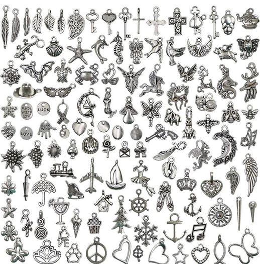 120PCS Wholesale Bulk Lots Jewelry Making Silver Charms Mixed Smooth Tibetan Silver Metal Charms Pendants DIY for Necklace Bracelet Jewelry Making and Crafting (FREE POSTAGE)