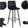 _Bar Stools Set of 2 Velvet Bar Stools Bistro Stools with Metal Footrest, Bar Chair for Bar, Counter and Home (Black) Image 2