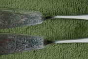 Antique Victorian-era Floral Silver Plate Butter Knifes