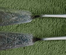 Antique Victorian-era Floral Silver Plate Butter Knifes