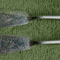Antique Victorian-era Floral Silver Plate Butter Knifes