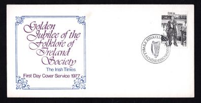1977 Ireland Anniversaries Golden Jubilee of the Folklore of Ireland Society (The Shanachie by Jack B Yeats Commemorative Stamp Illustrated The Irish Times First Day Cover (FDC)