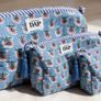 Brand New 3-Piece Hand-Block Print Quilted Cosmetic Bag Set, Nesting Travel Pouches, Cotton Toiletry Organiser Image 6