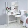 BRAND NEW White Wooden Dressing Table Set with Large Mirror and 2 Tier Open Shelf Modern Vanity Makeup Writing Desk Bedroom Image 2