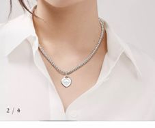 Original Return to Tiffany Heart Tag Bead Necklace in Silver