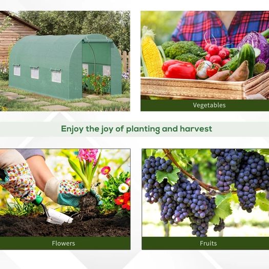 4.5 x 2 x 2m Polytunnel Greenhouse Outdoor Portable Walk-In Greenhouse with Windows