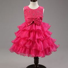 New Girls Wedding Bow Ball Gown Party Bridesmaid Formal Princess Dress size 4-5yrs