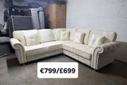 Cream Olympia Chesterfield Fabric Sofa