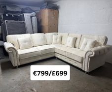 Cream Olympia Chesterfield Fabric Sofa