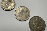 Old British Coins, 1 Shilling, 1956, 1964, 1966 English and Scottish