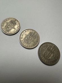 Old British Coins, 1 Shilling, 1956, 1964, 1966 English and Scottish