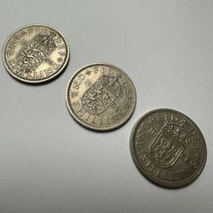 Old British Coins, 1 Shilling, 1956, 1964, 1966 English and Scottish