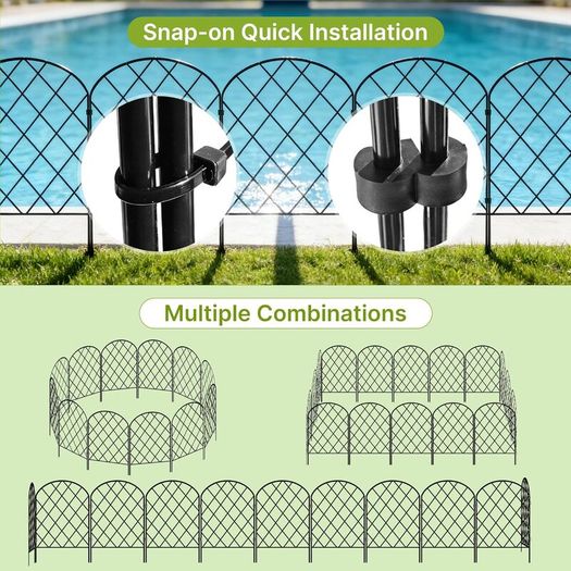 Metal Garden Fence 61cm H x 33cm W (25 Panels, Total Length 8.2m)