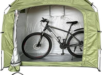 Bike Storage Shed Tent, Portable Bicycle Storage Sheds 210D Oxford PU4000 Waterproof Bike Cover Shelter for 2 Bikes, Perfect for Outdoor Camping Lawn Bike Storage, Garden Tools (200x80x165cm)