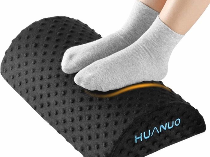 Ergonomic Desk Foot Rest, Foot Stool, Foot Rest Under Desk with Velvet & Mesh Covers, Suitable for Travel in Home Office