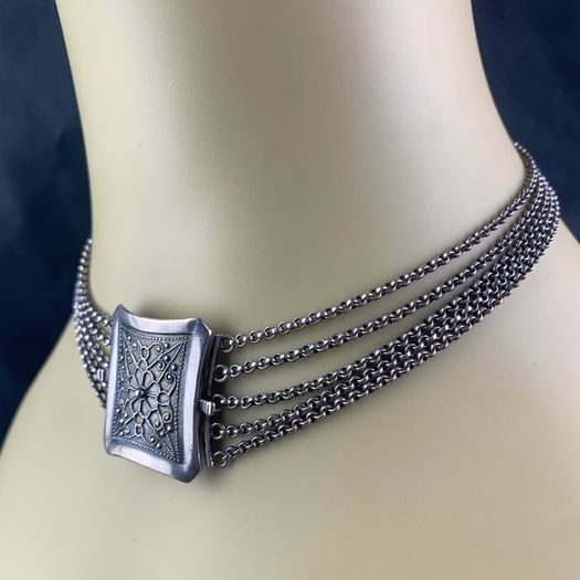 Antique Biedermeier 800 Silver Choker Necklace