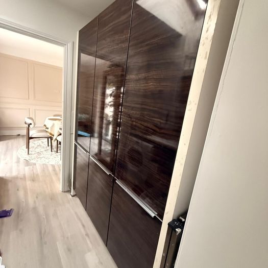 Luxury Dark Walnut High-Gloss Storage Cabinet
