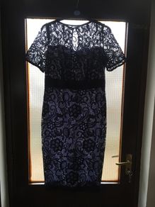 Berkertex Navy Lace Dress, Size 12, Fully Lined, New
