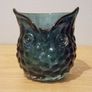 Vintage Hand Blown Glass Owl Shaped Vase. Murano Style, Dark Blue Colour. Image 5
