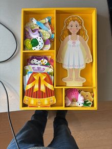 Magnetic wooden dress up doll
