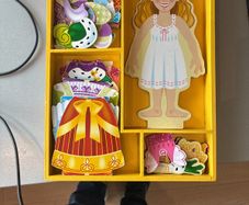 Magnetic wooden dress up doll