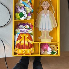 Magnetic wooden dress up doll