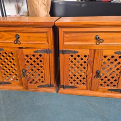 Pair of wooden bedside cabinets