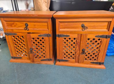 Pair of wooden bedside cabinets