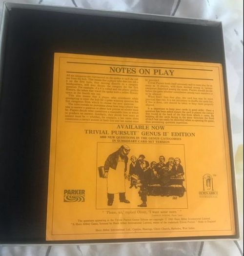 Trivial Pursuit 1983 Genius edition,,now vintage all pieces present selling on eBay for 120 sterling bargain at 40 euro
