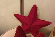 Christmas Ceramic flock covered trees &amp;star